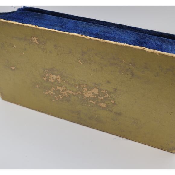 Vintage Velvet Deltah Jewelry Box Presentaion Box Blue 2 Layers Art Deco Design - Picture 8 of 16